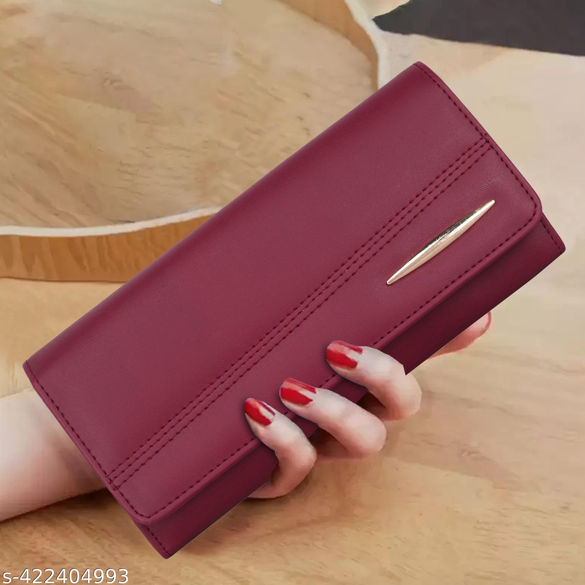 6 card slot premium PU leather with heart batch fitting zipper hand purse for women - Unixkart - View 4