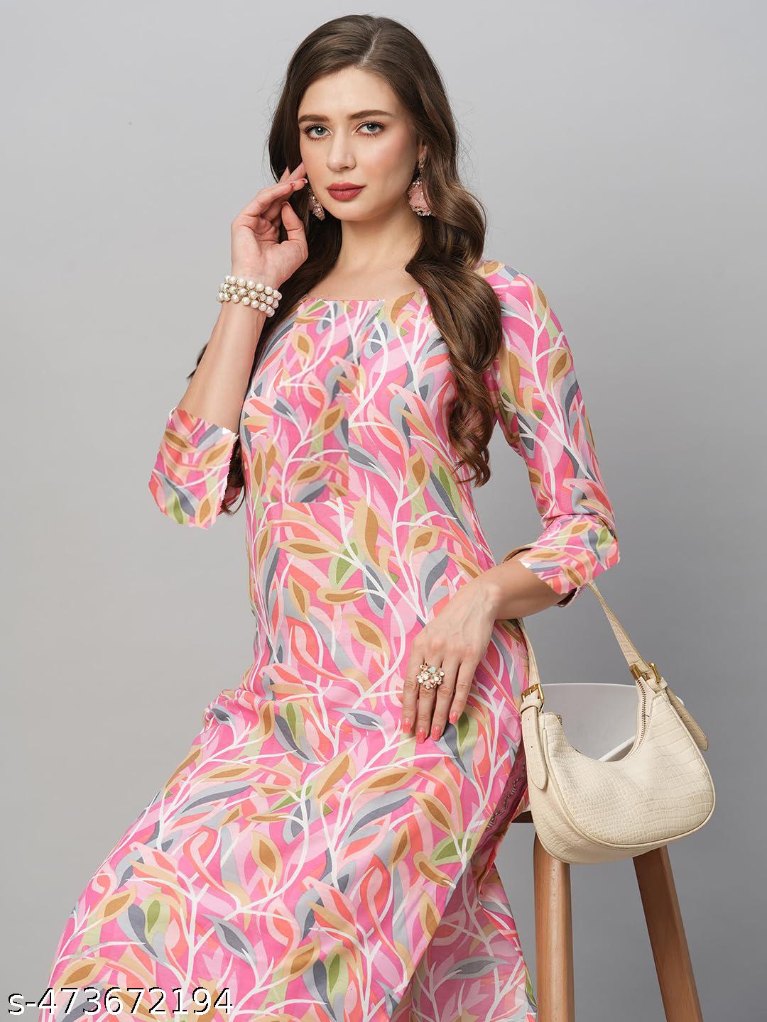 Women's Floral Printed Kurta with Pant Set - Unixkart - View 4