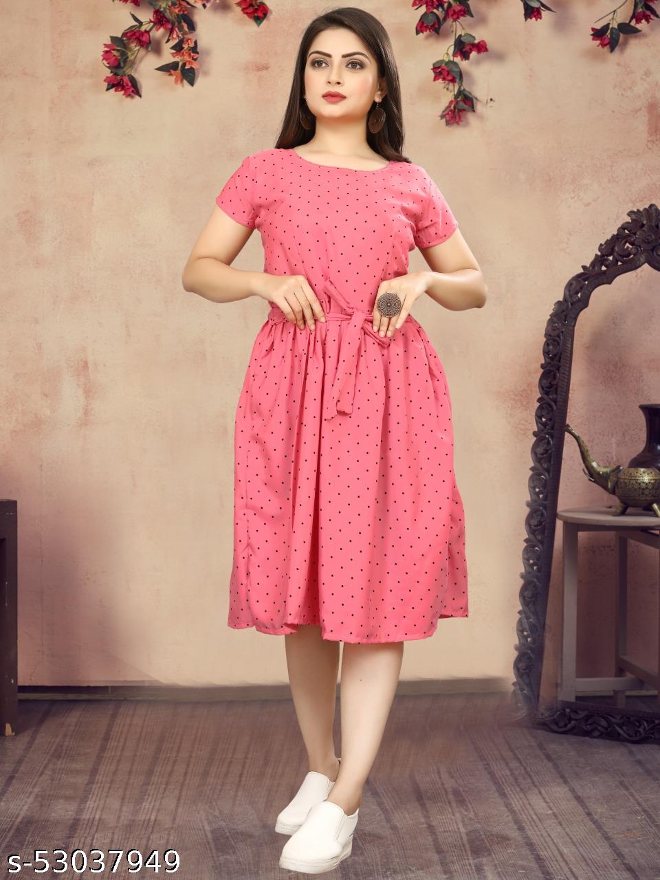 Women's A-Line Pink Dress - Unixkart - View 4
