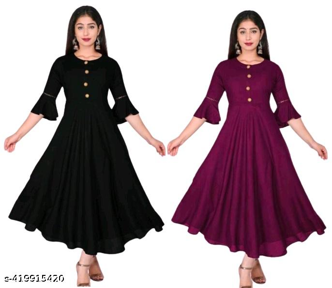 Women's Rayon A-Line Knee-Long Maxi Dress - Unixkart - View 4