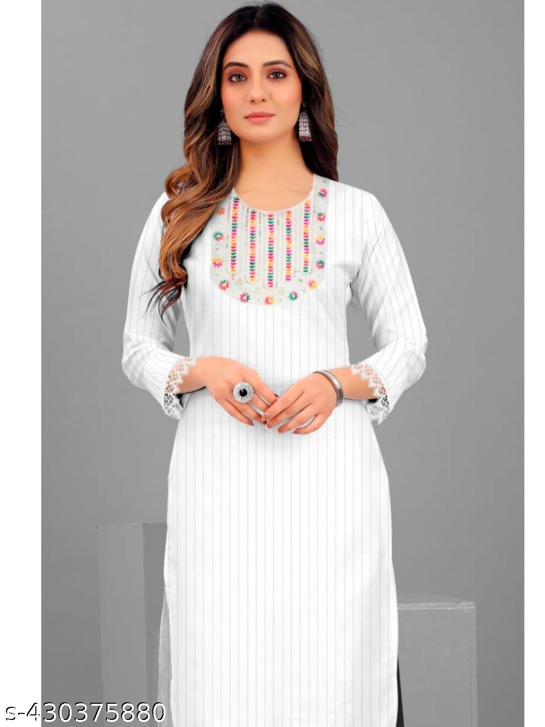 Elegant White Embroidered Kurti - Image 4