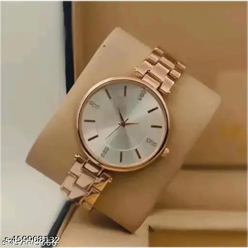 Women's Silver Dial Rose Gold Bracelet Analog Watch - image 4