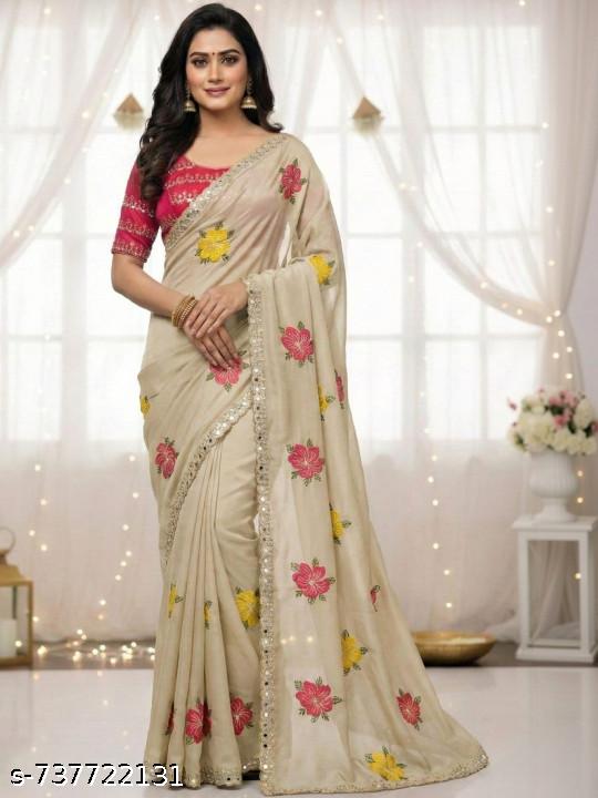 Trendy Floral Printed Georgettete Saree - Unixkart