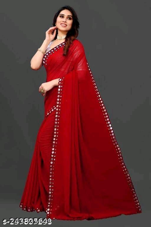 Trending Red Georgettete Sarees - Unixkart